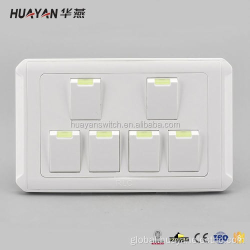 Types Of Light Switches New Arrival wall 6 gang switch with white Supplier